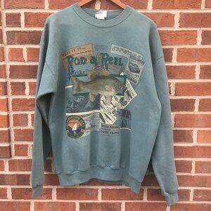 VTG Danaggers Fishing Sweatshirt Adult Large Rod & Reel Tackle Conservation Dept